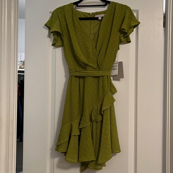 Chelsea28 Flutter Sleeve Faux Wrap Minidress - Picture 2 of 5